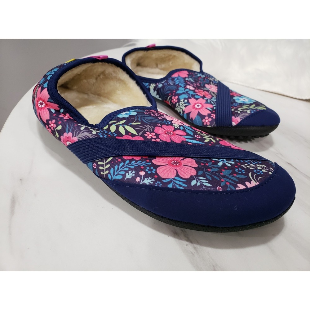 FitKicks Kozikicks Women Slipper Shoes House Shoes Large 8.5-9.5 PURPLE FLORAL